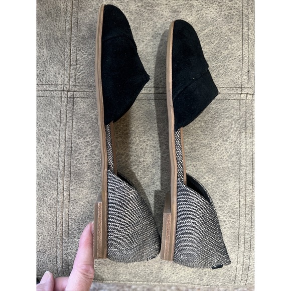 Toms Jutti D'Orsay Flats New Without Box Size 6.5 W - Black Suede With Textile - Picture 3 of 6